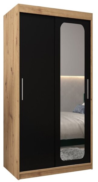 Szafa przesuwna garderoba Promo T2 100 wys. 200 cm artisan + czarny