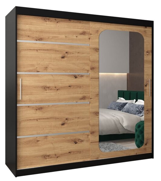 Szafa przesuwna garderoba Promo V2 200 wys. 200 cm czarny + artisan