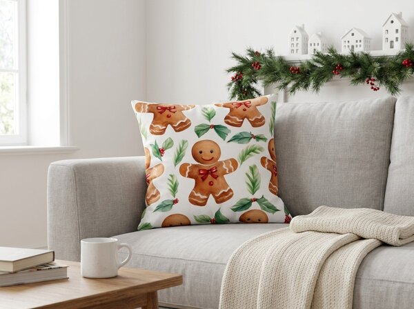 Flanelowa poszewka na poduszkę MERRY GINGER 45x45 cm, kolorowa