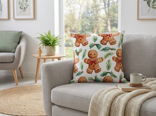 Flanelowa poszewka na poduszkę MERRY GINGER 45x45 cm, kolorowa
