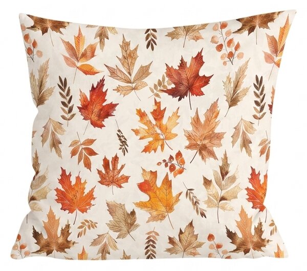 Flanelowa poszewka na poduszkę LEAVES & PUMPKINS 45x45 cm, kolorowa
