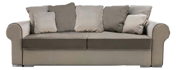 EMWOmeble Sofa z funkcją spania LUIZA beżowy/srebrne nogi