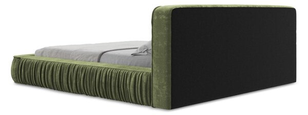 Zielone tapicerowane łóżko dwuosobowe ze schowkiem i stelażem 140x200 cm Keoni – Makamii