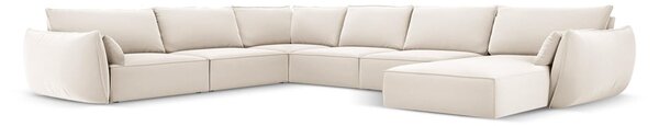 Beżowy aksamitny narożnik (lewostronny/w kształcie litery U) Vanda – Mazzini Sofas