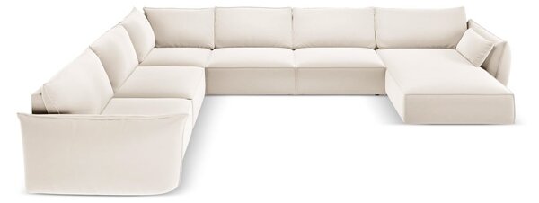 Beżowy aksamitny narożnik (lewostronny/w kształcie litery U) Vanda – Mazzini Sofas