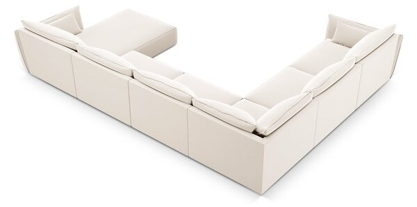 Beżowy aksamitny narożnik (lewostronny/w kształcie litery U) Vanda – Mazzini Sofas