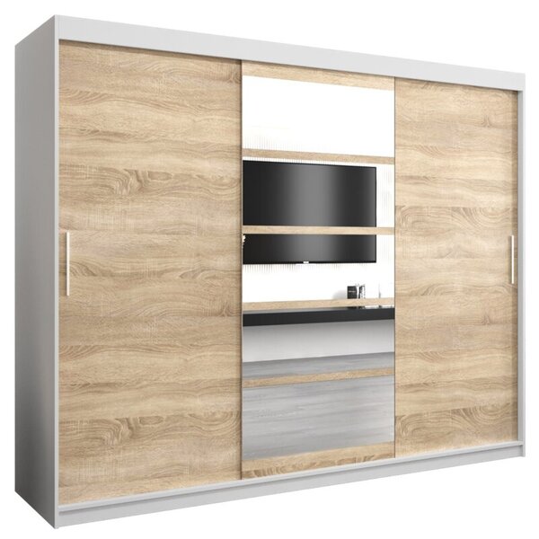 Szafa przesuwna garderoba Roma 1 250 wys. 200 cm biaÅy + sonoma