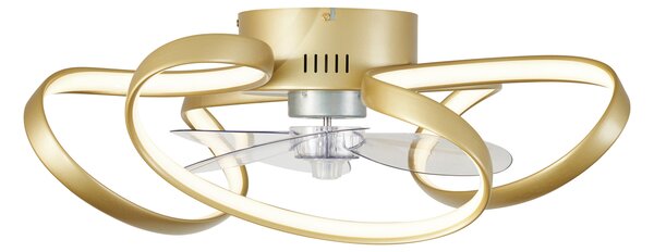 Wentylator sufitowy mosiądz 55 cm z LED z możliwością ściemniania z pilotem - Mandy