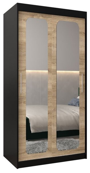 Szafa przesuwna garderoba Promo T3 100 wys. 200 cm czarny + sonoma