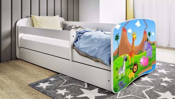 Łóżko dziecięce białe z szufladą 140x70 – Safari