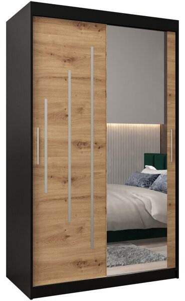 Szafa przesuwna garderoba York 2 120 wys. 200 cm czarny + artisan