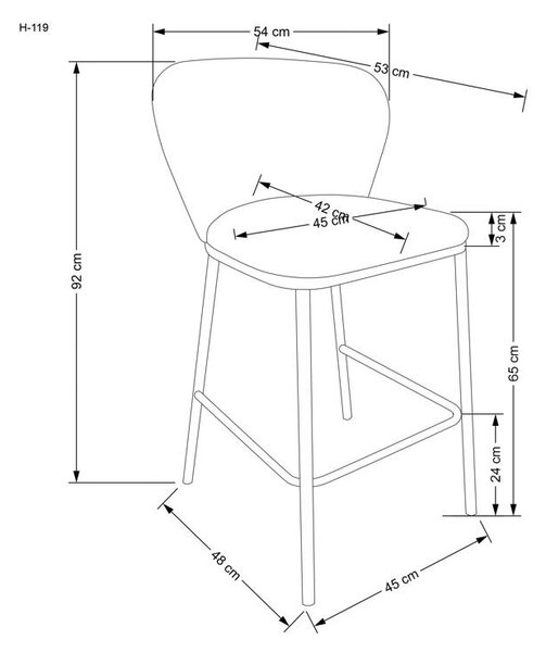 Krzesło barowe H119 w kremowej tkaninie boucle