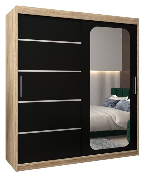 Szafa przesuwna garderoba Promo V2 180 wys. 200 cm sonoma + czarny