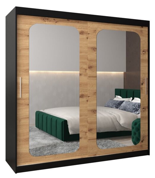 Szafa przesuwna garderoba Promo T3 200 wys. 200 cm czarny + artisan