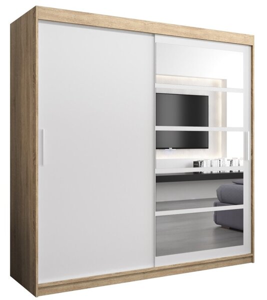 Szafa przesuwna garderoba Roma 1 200 wys. 200 cm sonoma + biaÅy