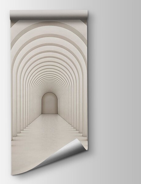Fototapeta Biały korytarz z łukowymi oknami, Fototapety 3d, Popularne Fototapety, u96604 - Tapeko.pl