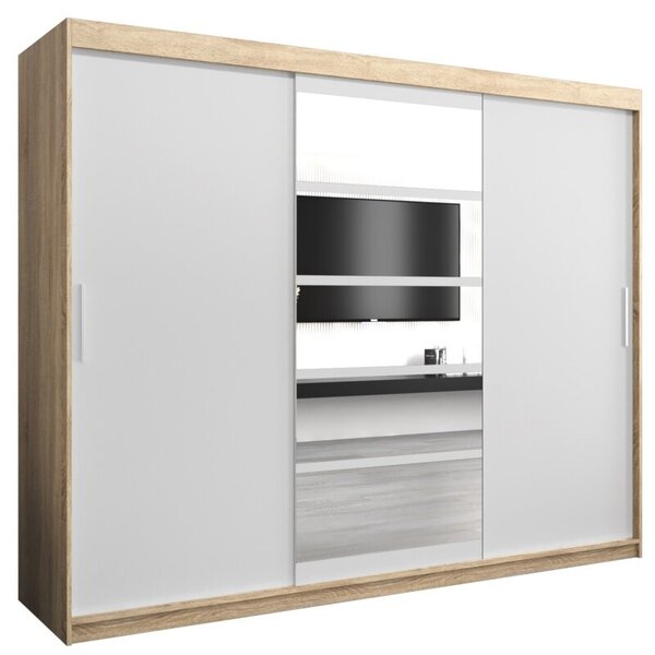 Szafa przesuwna garderoba Roma 1 250 wys. 200 cm sonoma + biaÅy