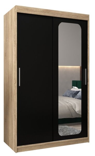 Szafa przesuwna garderoba Promo T2 120 wys. 200 cm sonoma + czarny