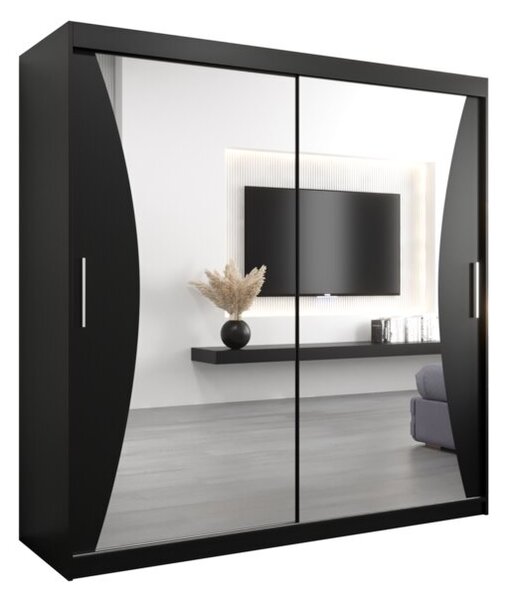 Szafa przesuwna garderoba Monaco 200 wys. 200 cm czarny + czarny