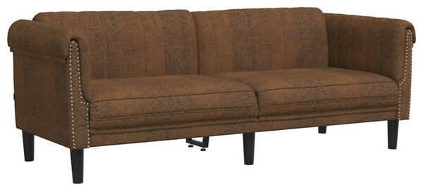Sofa 3-os., brÄ zowa, sztuczna skÃ³ra zamszowa