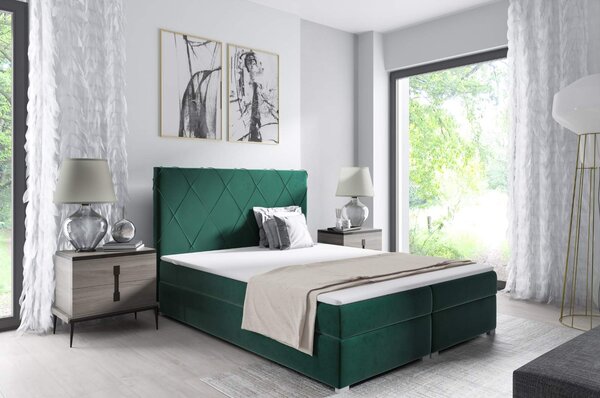 Łóżko kontynentalne pikowane Marcus 180x200 Zielone