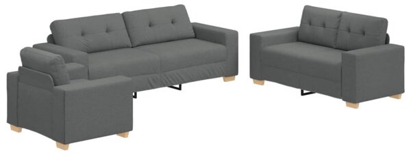 Sofa 3 szt. ciemnoszary tkanina lniana