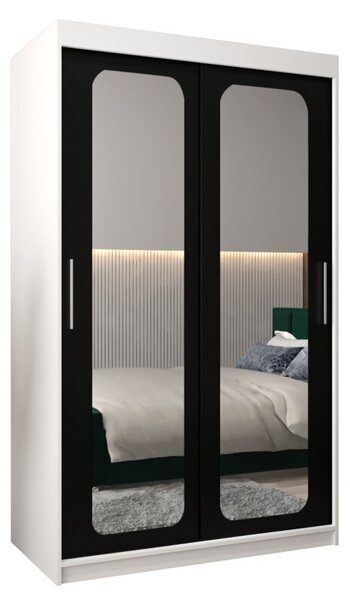 Szafa przesuwna garderoba Promo T3 120 wys. 200 cm biaÅy + czarny