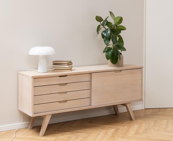 Komoda drewniana do salonu A-line (60578), jasny dąb