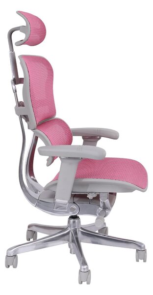 Fotel biurowy Ergohuman 2 Elite GS Pink - różowo-szary ergonomiczny fotel siatkowy dla kobiety
