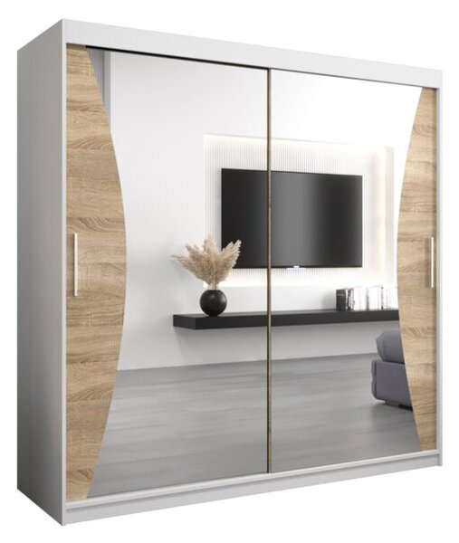 Szafa przesuwna garderoba Monaco 200 wys. 200 cm biaÅy + sonoma