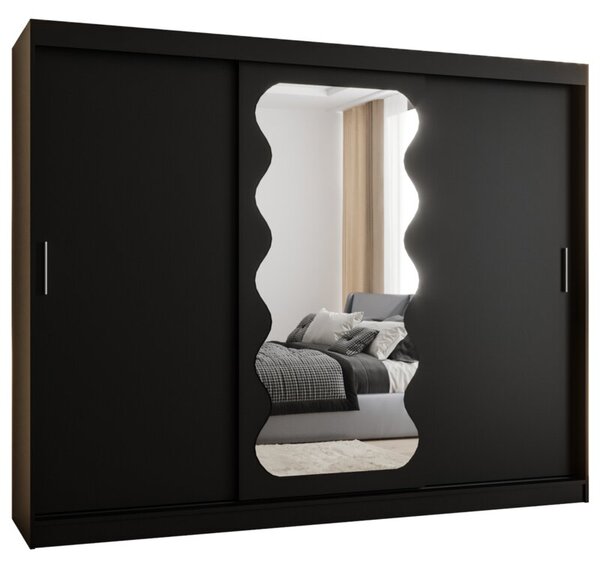 Szafa przesuwna z lustrem garderoba Spoti 250 wys. 200 cm czarny