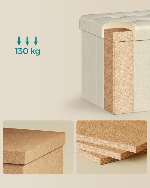 Stołek ze schowkiem OTTOMAN 30x30 cm, kremowy