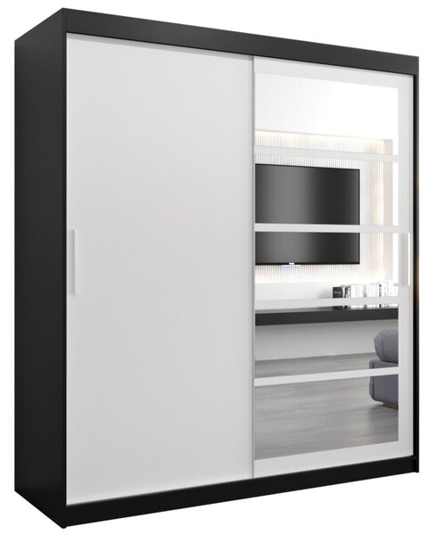 Szafa przesuwna garderoba Roma 1 180 wys. 200 cm czarny + czarny