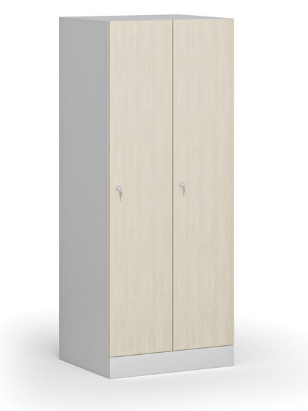 Szafa ubraniowa S1 obniżona, 2-drzwiowa, 1500 x 600 x 500 mm, demontaż, zamek cylindryczny, drzwi laminowane, brzoza