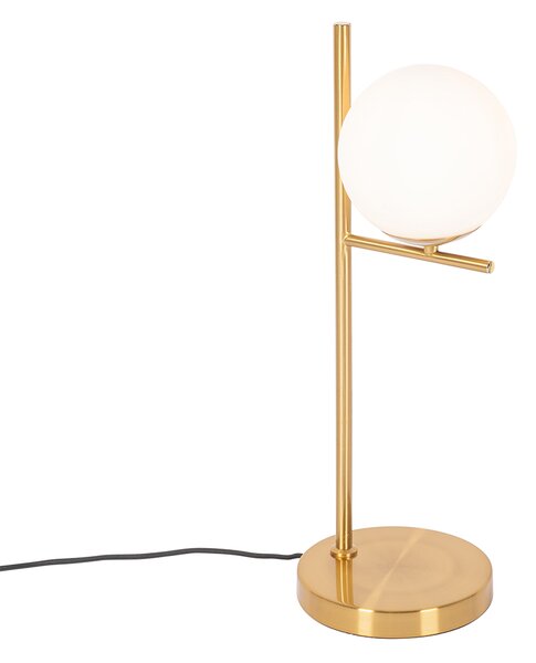 Lampa stołowa Art Deco złota i opalowego szkła - Flore Oswietlenie wewnetrzne