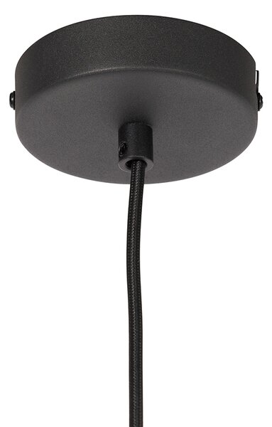 Lampa wisząca w stylu art deco czarna z przydymionym szkłem - Flore