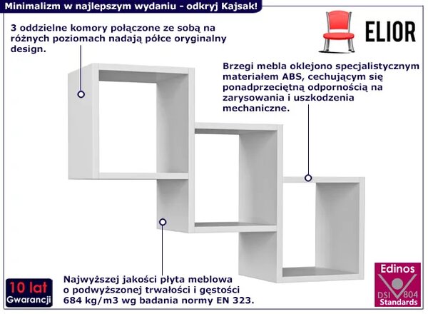 Biała Trzykomorowa Półka Ścienna K5-P64