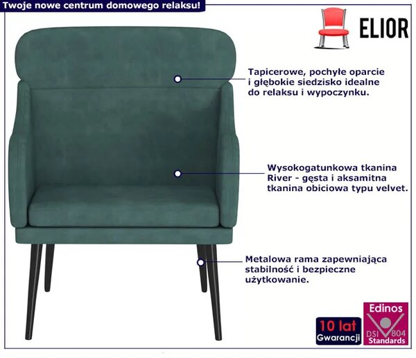 Elegancki ciemnozielony fotel wypoczynkowy B3-P01