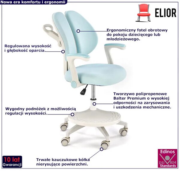 Dziecięcy niebieski obrotowy do biurka fotel C6-W85