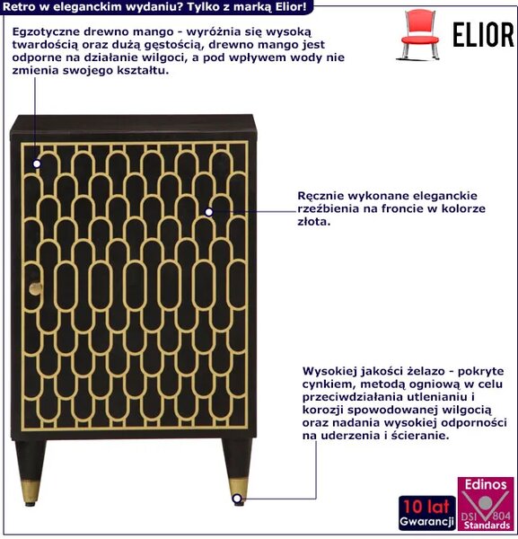Czarna stojąca szafka łazienkowa w stylu retro R2-E75