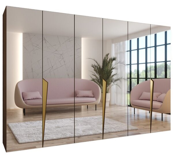 Szafa uchylna otwierana Piano 1 300 (3x100) wys. 202 cm orzech warmia + u. zÅoty