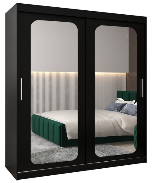 Szafa przesuwna garderoba Promo T3 180 wys. 200 cm czarny + czarny