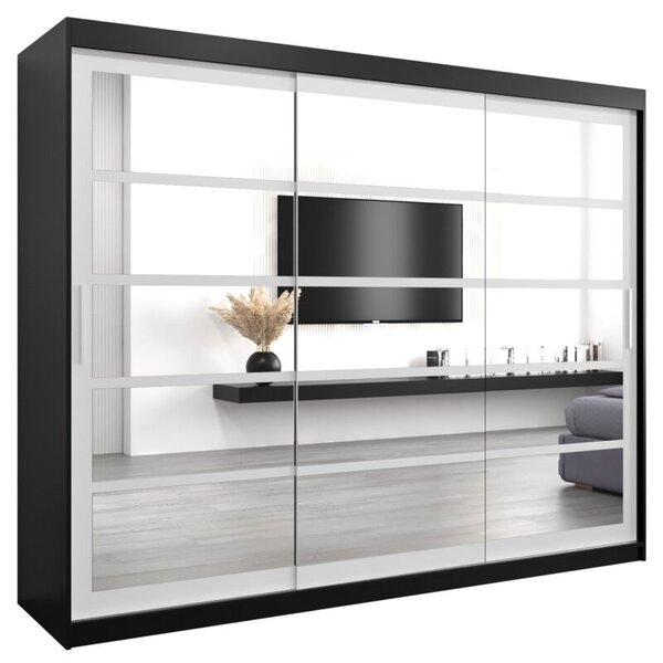 Szafa przesuwna garderoba Roma 2 250 wys. 200 cm czarny + czarny