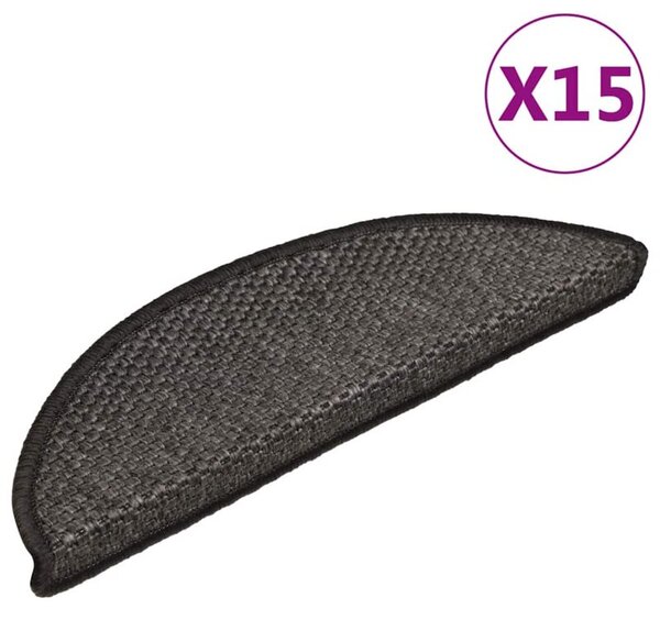 Samoprzylepne nakÅadki na schody, 15 szt., 56x17x3 cm, antracyt