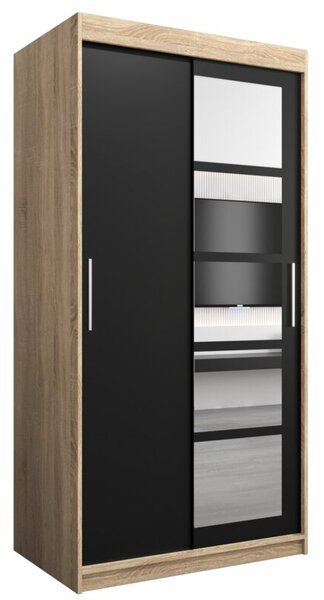 Szafa przesuwna garderoba Roma 1 100 wys. 200 cm sonoma + czarny