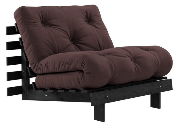Fotel rozkładany z ciemnobrązowym obiciem Karup Design Roots Black/Brown