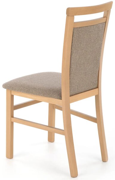 Krzesło drewniane tapicerowane dąb artisan + jasny brąz W8-H45