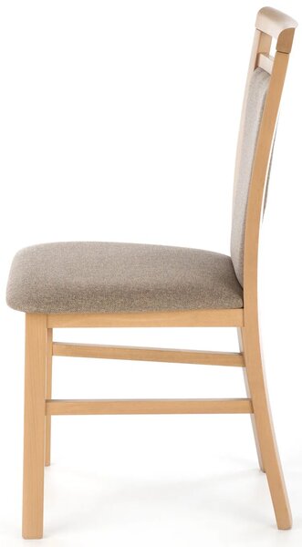 Krzesło drewniane tapicerowane dąb artisan + jasny brąz W8-H45