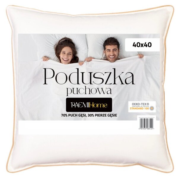Poduszka puchowa do spania PaemiHome 40x40 cm 70% puch, 30% pierze 1szt