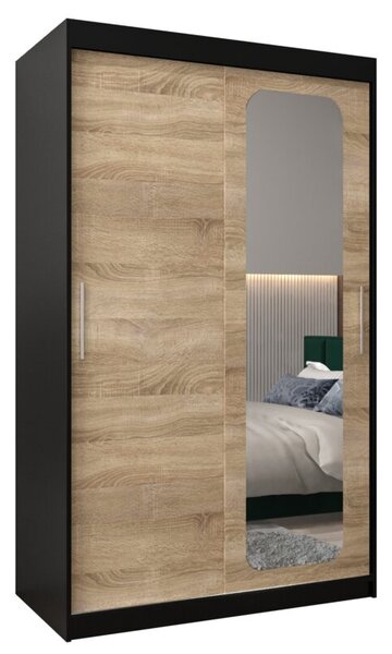 Szafa przesuwna garderoba Promo T2 120 wys. 200 cm czarny + sonoma